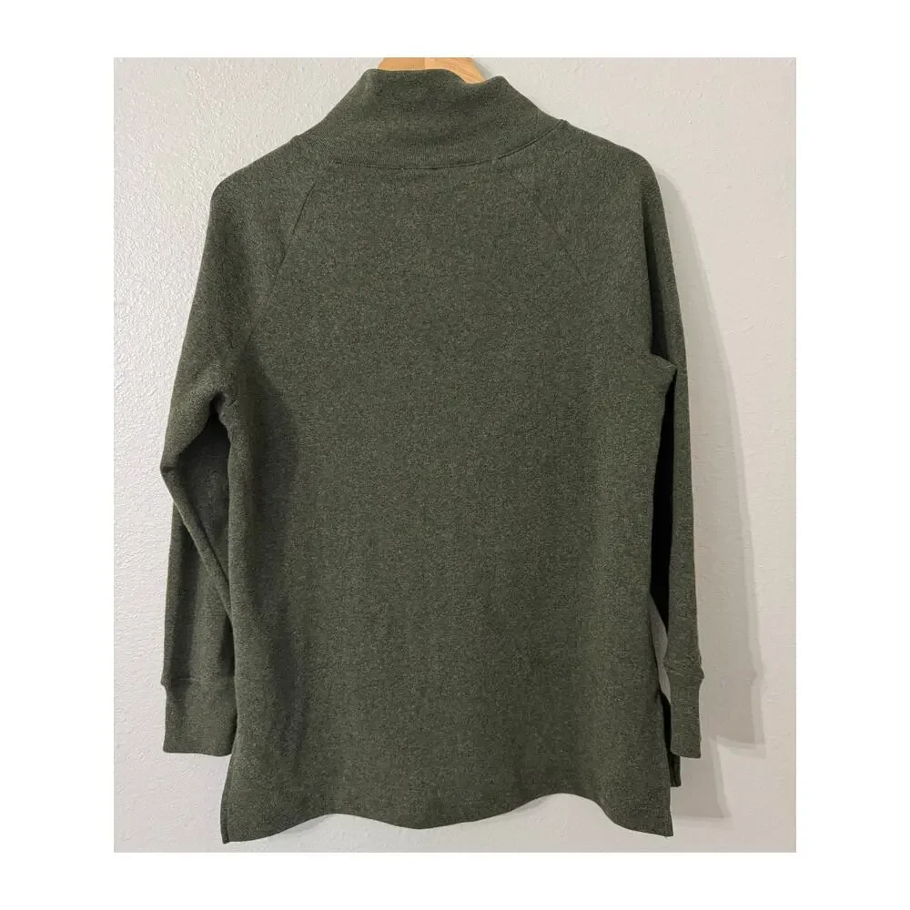 J. Crew Wide Button‎ Collar Tunic Sweatshirt Cloud Spun Fleece Size Small